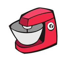 Electric mixer. Home appliances, kitchen object. Cartoon style vector illustration isolated on white background.