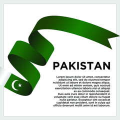 Happy Independence Day. Waving ribbon with Flag of Pakistan, Template for Independence day. logo vector template