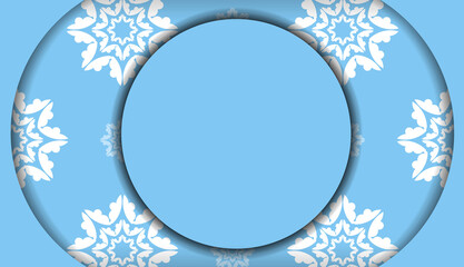 Blue background with antique white ornaments and space for your logo or text