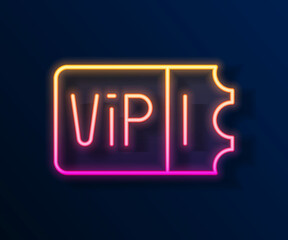 Glowing neon line Train ticket icon isolated on black background. Travel by railway. Vector