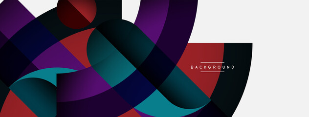 Fototapeta premium Geometric abstract background. Round shapes, circles, lines composition for wallpaper banner background or landing page
