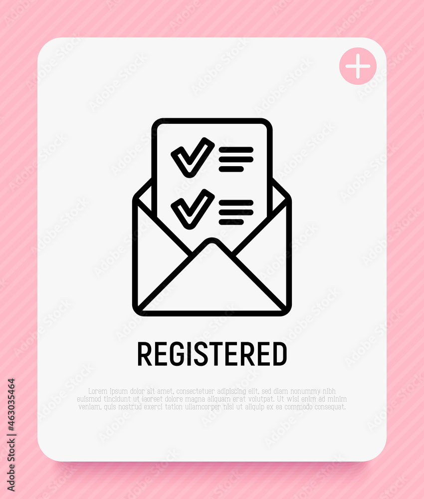 Aufkleber open envelope with letter containing check mark. confirmation of registration. thin line icon. moder