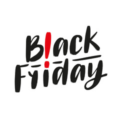 Black Friday typography isolated on white. Modern brush lettering as promo and sale design.