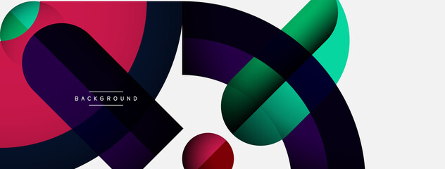 Obraz premium Trendy shapes, color minimal design composition, lines and shadows for wallpaper banner background or landing page