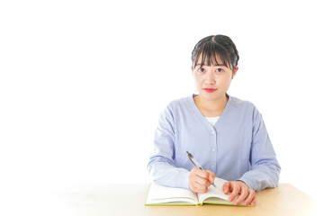 Naklejka premium 授業を受ける若い女子学生