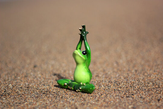 Frog figurine in yoga pose
