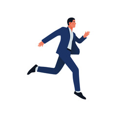 Happy Business Employee Man Jumping in the Air Cheerfully. Modern Flat Vector Illustration. Feeling and Emotion Social Media Concept.