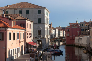 Chioggia, Venezia. Palazzi di Canal Vena con Palazzo Grassi