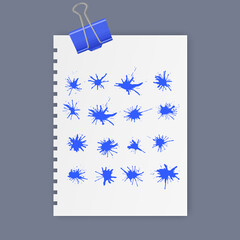 Set of ink blots of blue color, Vector illustration