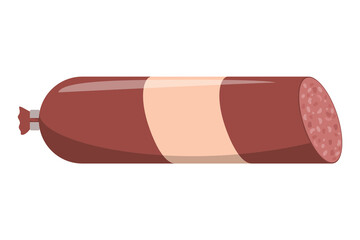 Pepperoni sausage vector isolated. Delicious meat product. Fresh meal, smoked food ingredient.