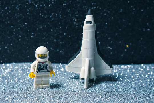 Lego Toy astronaut and spaceship