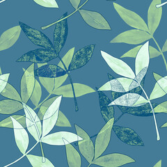Autumn tree branch.Seamless pattern.Image on a white and colored background.