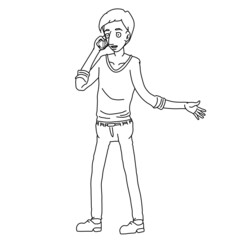 Hugo Man Talking on Mobile Phone Whiteboard Animation SVG Image