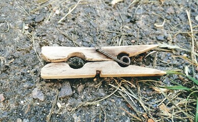 old wooden clothespin