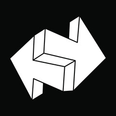 Impossible optical illusion shapes. Optical art object. Sacred geometry. Escher style. Impossible figure. Line art.