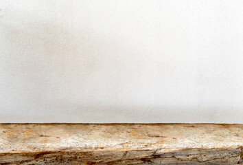 empty wooden table on cement background, for display your product.