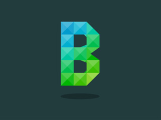 Alphabet letter B with perfect combination of bright blue-green colors. Good for print, t-shirt design, logo, etc. Vector illustration.