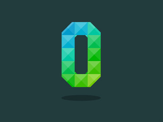 Alphabet letter O with perfect combination of bright blue-green colors. Good for print, t-shirt design, logo, etc. Vector illustration.