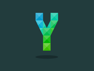 Alphabet letter Y with perfect combination of bright blue-green colors. Good for print, t-shirt design, logo, etc. Vector illustration.