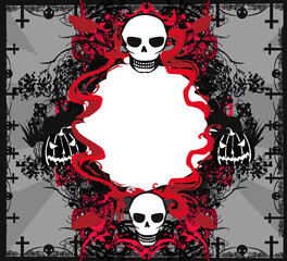 Halloween decorative frame - skulls,blood and haunted pumpkins