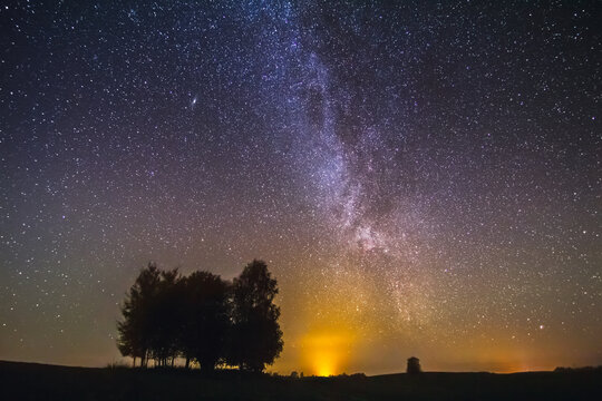 Milky way galaxy, night landscape in Lithuania © lukjonis