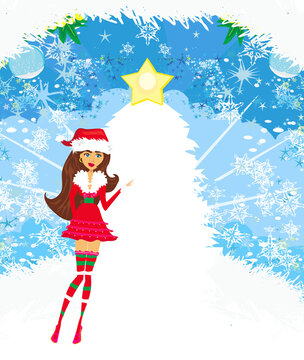 Santa Claus Girl - Decorative Christmas Card