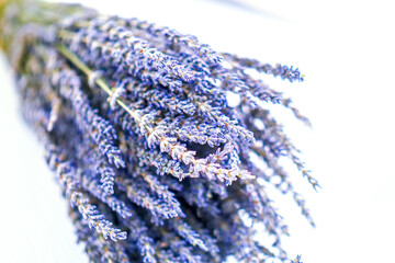 Purple lavender bouquet, bunched, close-up of flower head