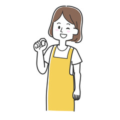 指で丸を作っている女性