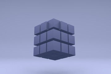 Composition With 3D Cube, 3D Render