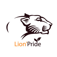 Lion head logo design vector illustration isolated on black background