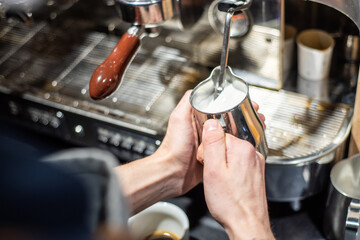 Fototapeta na wymiar Barista Cafe Making Coffee Preparation Service Concept