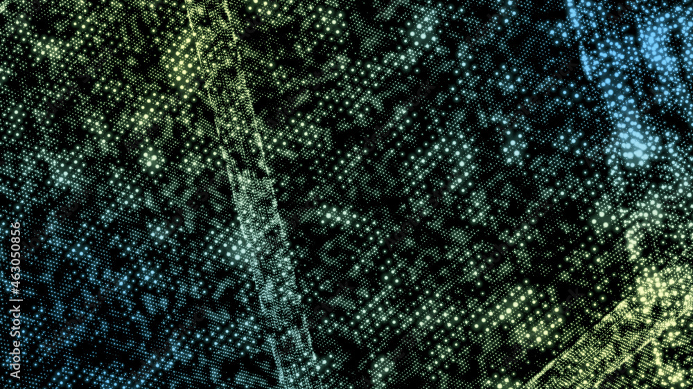 Aufkleber abstract texture of chaotic particles. abstract background of green and yellow particles