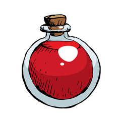 Vintage alchemy bottle vector illustration isolated on white background