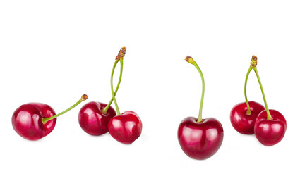Sweet cherry fruits isolated on a white background