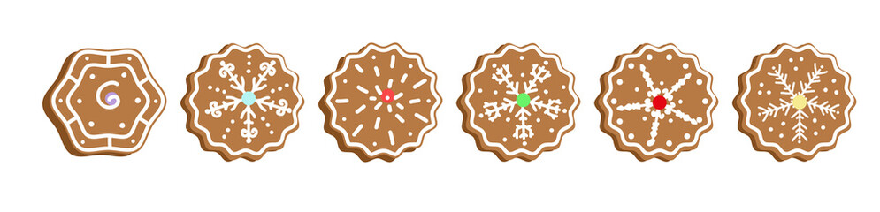 ginger cookie biscuit set vector illustration