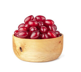 Dogwood in wooden cup isolated on a white background