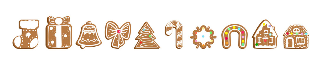 ginger cookie biscuit set vector illustration