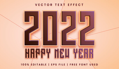 Fototapeta premium Happy new year 2022 text, embossed editable text effect style