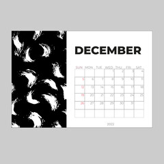 Desk calender 2022, December month template, Calendar 2022 template, planner, simple, 