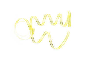 Beautiful gold ribbon twist spiral isolated on white background.