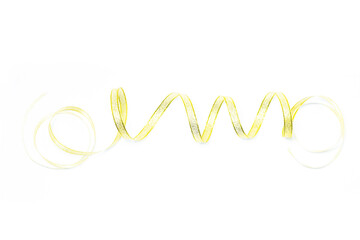 Beautiful gold ribbon twist spiral isolated on white background.