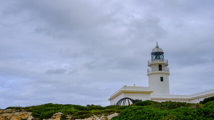 Lighthouse and landscapes of "Cap de Cavalleria", Menorca, Balearic Islands, Spain. sea, coast.