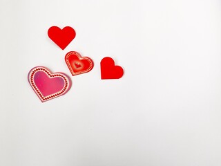 Hearts St Valentines Day on white background with place for text