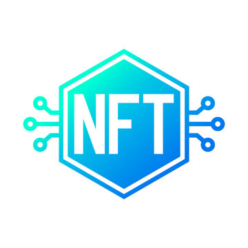 NFT icon, Non-Fungible Token logo design, Digital art marketplace, Cryptocurrency blockchain concept symbol, Vector illustration
