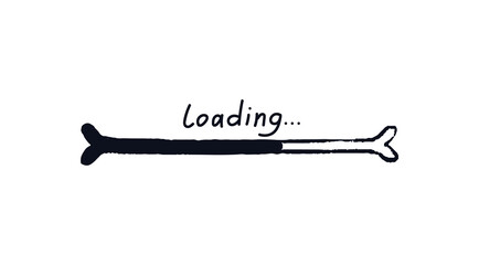 Doodle bone loading bar. Doodle progress bar bone with download indicator. Vector stock illustration black on white sketch with quote on top.