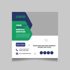 creative medical social media post design template.