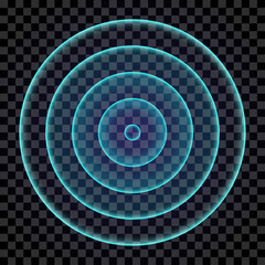 Sonar wave. Blue color ring. Abstract digital sound wave. Isolated on transparent backgrou.