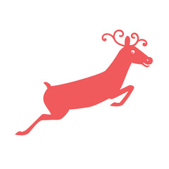 Deer icon. Running deer for Christmas card vector illustration