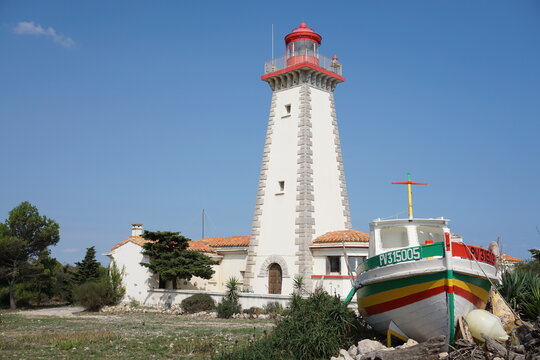 Phare Du Cap Leucate,  a lighthouse located near Leucate in Aude Department,  Mediterranean coast, southern France