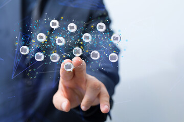 Cloud technology. Polygonal wireframe art looks like constellation